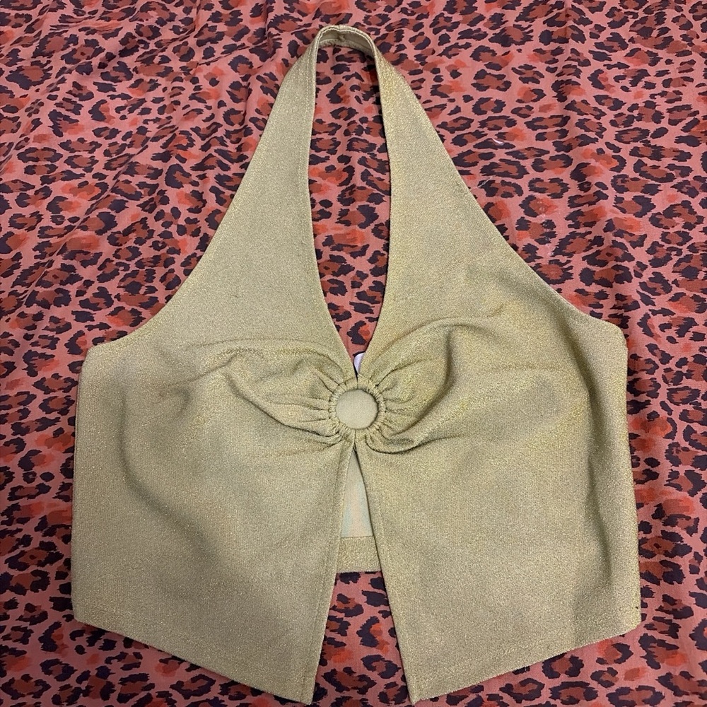H&M Gold and Green Glitter Top